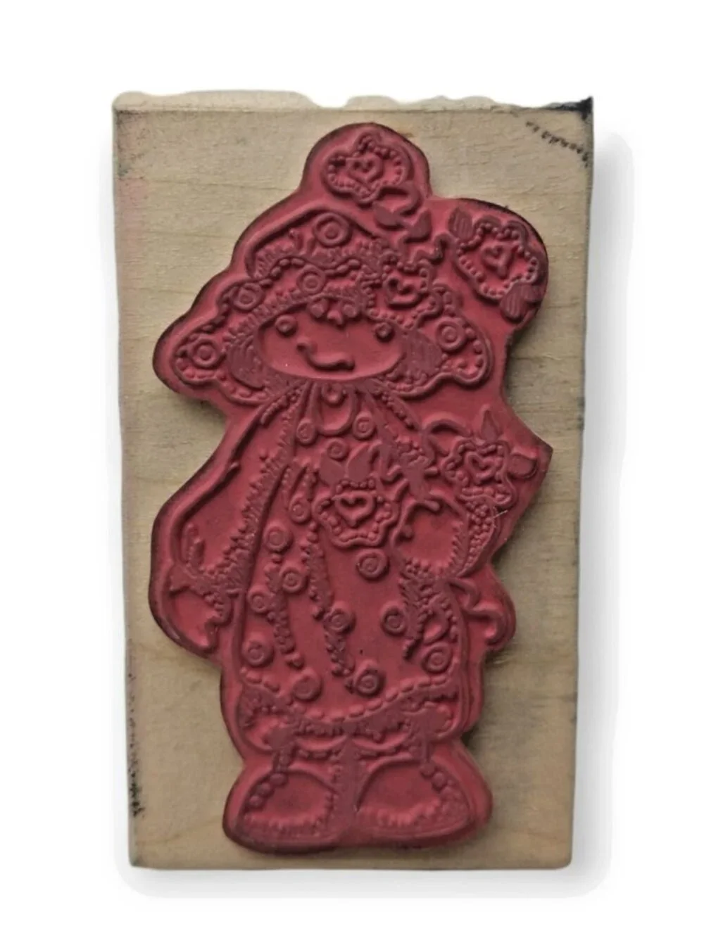 Vintage 2 Piece Patchwork Angel and Country Flowers Girl Rubber Stamp Bundle